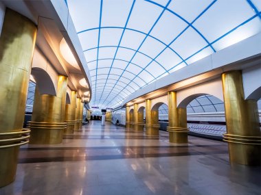 Saint Petersburg Rusya, 13 Temmuz 2020. İstasyonun içi Mezdunarodnaya