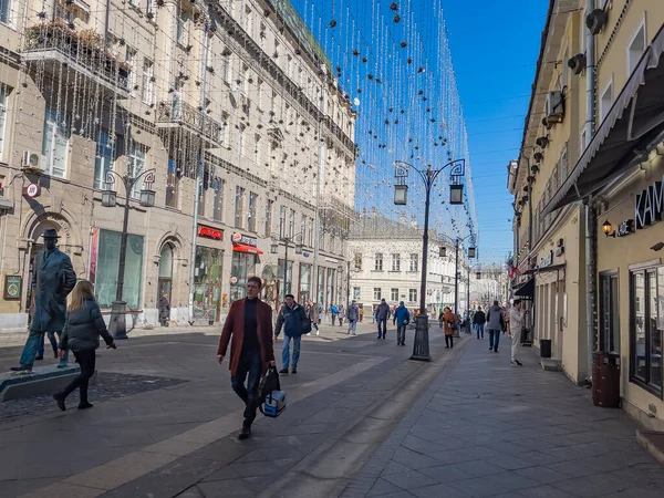 Moscow Russia March 2021 Kamergerskyi Pereulok One Typical Moscow Streets — Stock Photo, Image