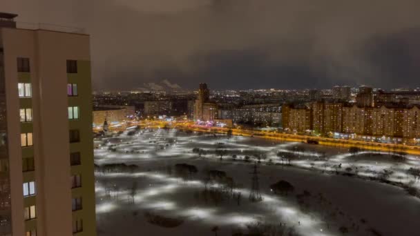 Petersburg Rosja Marca 2021 Wielopiętrowe Nowoczesne Budynki Mieszkalne Nocy — Wideo stockowe