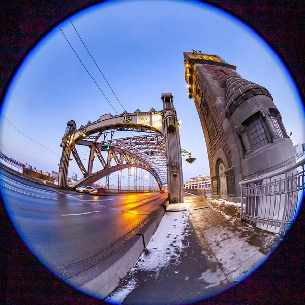 Saint Pétersbourg Russie Mars 2021 Vue Sur Rivière Neva Pont — Photo