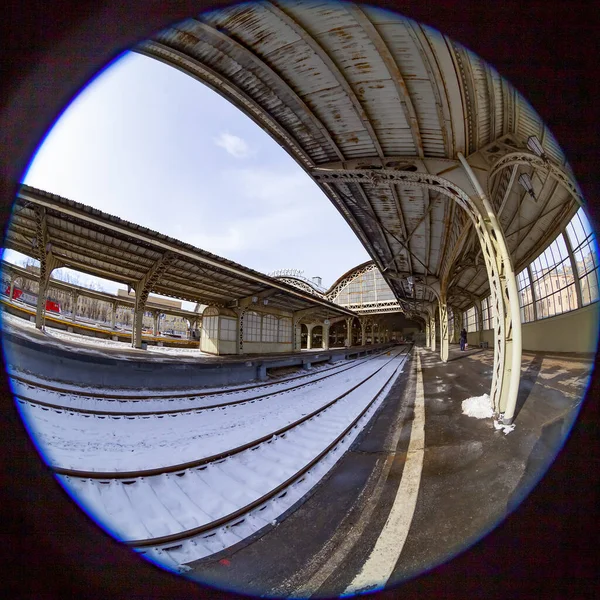 Szentpétervár Oroszország 2021 Március Vitebsk Vasútállomás Legrégebbi Városban Platformok Tető — Stock Fotó