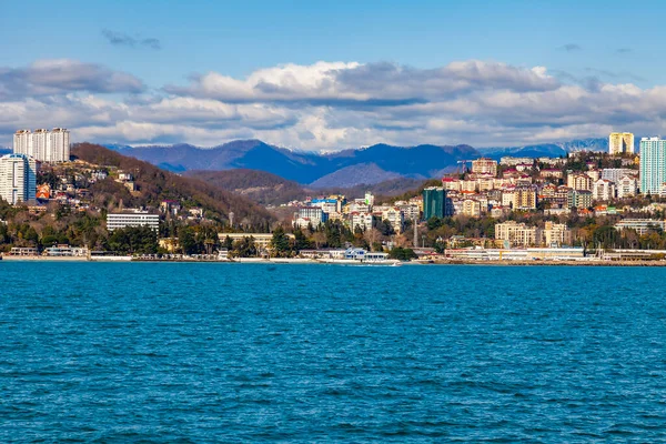 Sotsji Rusland April 2021 Zicht Pittoreske Dijk Van Sochi Vanuit — Stockfoto