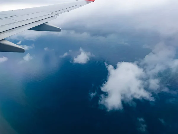 Pohled Okna Letadla Malebný Mořský Povrch — Stock fotografie
