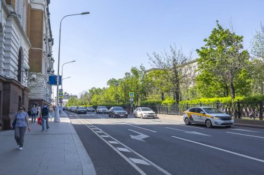 Moskova, Rusya, 18 Mayıs 2021 manzaralı şehir manzarası. Sretensky Bulvarı, 