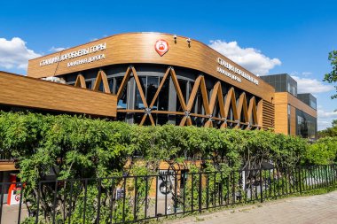 Moskova, Rusya, 25 Mayıs 2021. Vorobyovy Gory 'deki kablolu araba istasyonu.