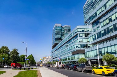 Moskova, Rusya, 18 Mayıs 2021. Modern şehir mimarisi 