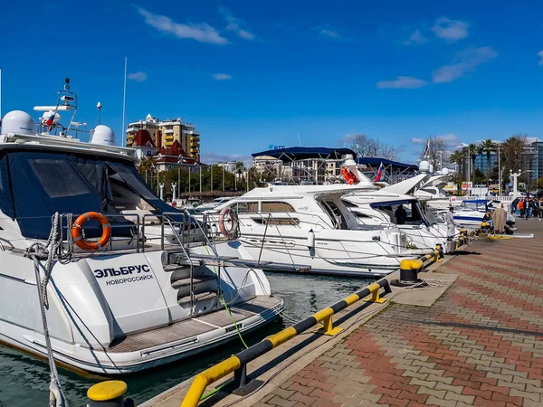 Sochi Rusia Abril 2021 Yates Puerto Sochi Marina —  Fotos de Stock