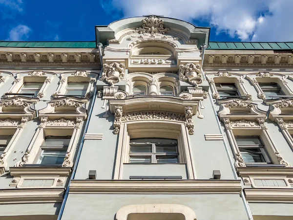 Moscow Russia June 2021 Myasnitskaya Street Fragment Typical Facade Historic — Stock Photo, Image