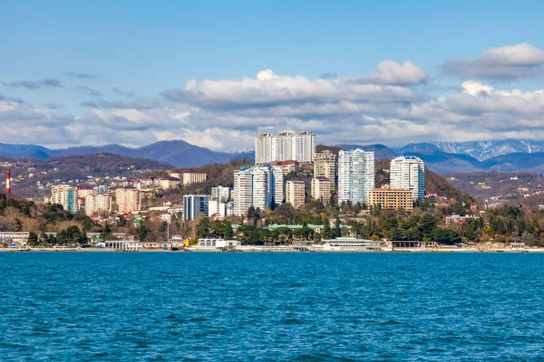 Sochi Rússia Abril 2021 Vista Pitoresco Aterro Sochi Partir Conselho — Fotografia de Stock