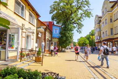 Zelenogradsk, Rusya, 28 Haziran 2021. Kurortniy Caddesi 'nin mimari topluluğu.