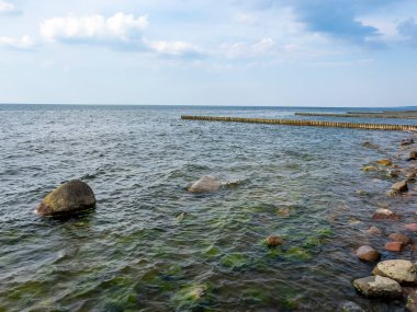 Resimli sörf hattı ve dalgalar. Doğa arkaplanı