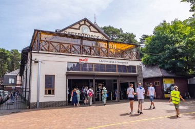 Svetlogorsk, Rusya, 24 Haziran 2021. Tren istasyonu binası.