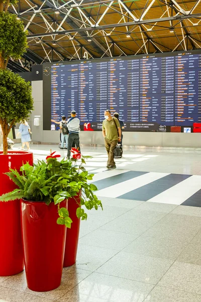 Moscow Russia June 2021 Board Shows Schedule Departures Terminal International — Stock Photo, Image