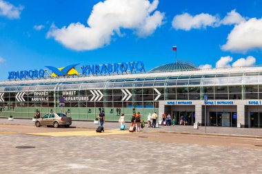 Kaliningrad, Rusya, 28 Haziran 2021. Uluslararası havaalanı binası Khrabrovo
