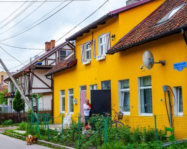 Zelenogradsk, Rusya, 28 Haziran 2023. Tarihsel kentsel gelişim alanında tipik mimari topluluk