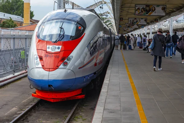 Санкт Петербург Россия Января 2021 Года Современный Скоростной Поезд Сапсан — стоковое фото