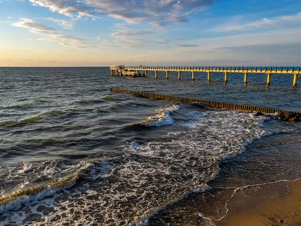 Paesaggio Marino Con Linea Orizzonte All Ora Del Tramonto Sfondo — Foto Stock