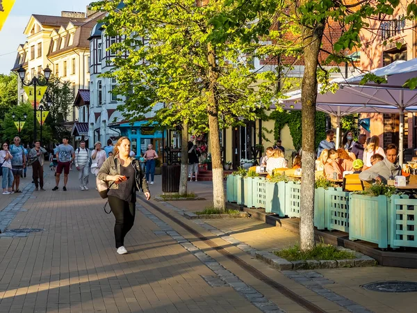 Zelenogradsk Russland Juni 2021 Architektonisches Ensemble Der Kurortniy Allee Tische — Stockfoto