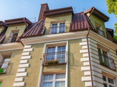 Zelenogradsk, Rusya, 28 Haziran 2023. Tarihsel kentsel gelişim alanında tipik mimari topluluk