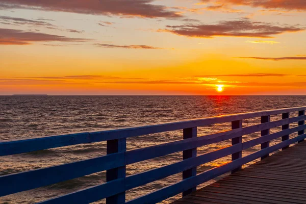 Havslandskap Med Horisont Vid Solnedgången Naturbakgrund — Stockfoto