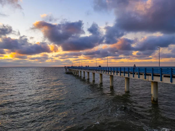 Pemandangan Laut Dengan Garis Cakrawala Saat Matahari Terbenam Latar Belakang — Stok Foto