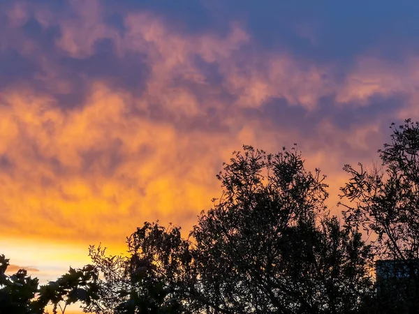 Jasná Obloha Západu Slunce Pohled Okna — Stock fotografie