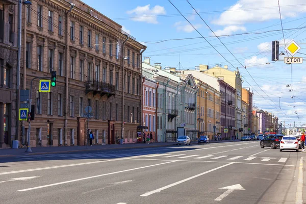 Petersburg Rusland Juli 2021 Uitzicht Straat Vasilievsky Island Het Historische — Stockfoto