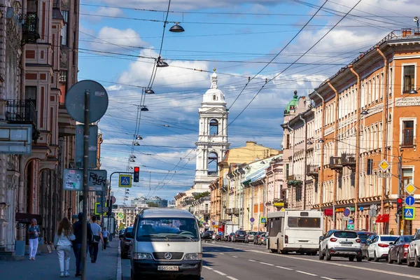 San Petersburgo Rusia Julio 2021 Vista Calle Isla Vasilievsky Parte — Foto de Stock