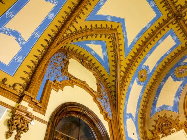 St. Petersburg, Rusya, 7 Mart 2021. Fontanka Nehri 'nin kenarındaki Shuvalov Sarayı' ndaki Faberge Müzesi 'nin lobisi.