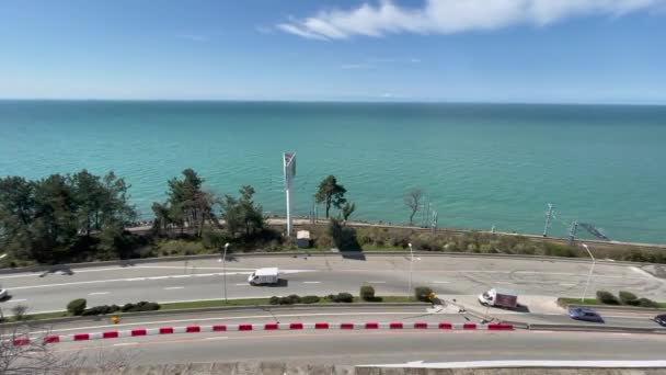 Sochi Russia April 2021 View Black Sea Coast Road Coastline — Stock Video