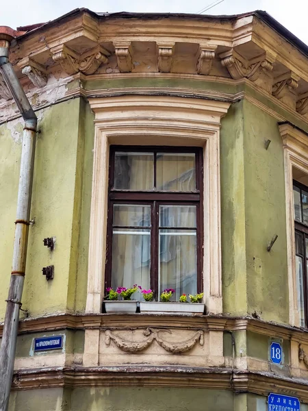 Vyborg Russia July 2021 Fragment Typical Facade Building Historical Architectural — Stock Photo, Image