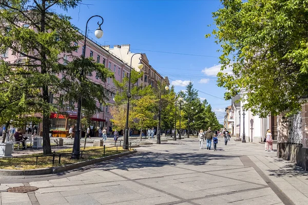 Petersburg Russia July 2021 View Pedestrian Street Vasilievsky Island Historical — Stock Photo, Image