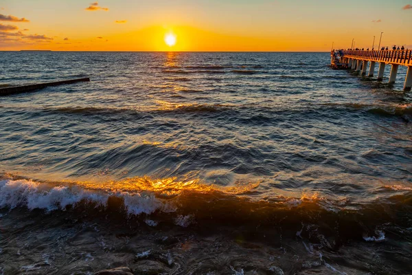 Paisaje Marino Con Línea Horizonte Atardecer Fondo Naturaleza — Foto de Stock