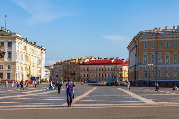 St. Petersburg, Russia, July 23, 2021. View of the street in historical part of the city. 