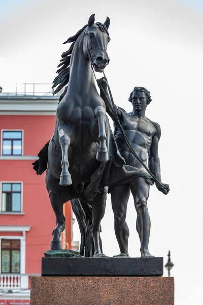 San Pietroburgo Russia Luglio 2021 Veduta Della Scultura Cavallo Klodt — Foto Stock