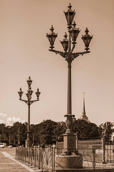 Petersborg Rusland Juli 2021 Smuk Gade Lampe Dvortsovaya Pladsen - Stock-foto