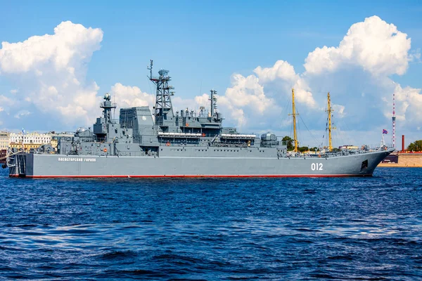 Санкт Петербург Июля 2021 Года Вид Неву Набережную Военный Корабль — стоковое фото