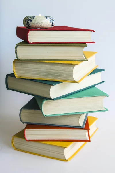 Pile of vintage books in multi-colored covers — Stock Photo, Image