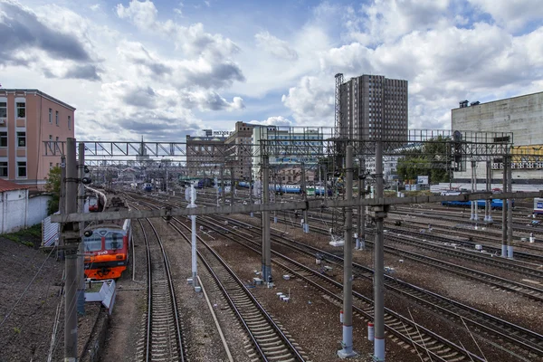 Moscou, Rússia, em 26 de agosto de 2014, Faixas perto da estação Kazan — Fotografia de Stock