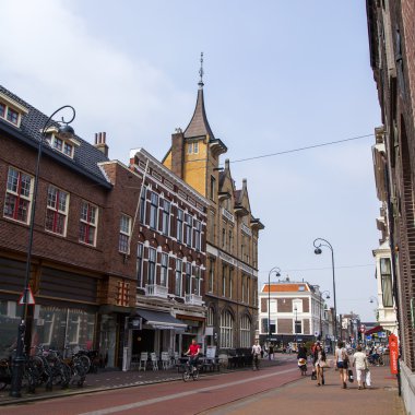 Haarlem, Hollanda-11 Temmuz 2014 tarihinde. tipik bir kent manzaralı