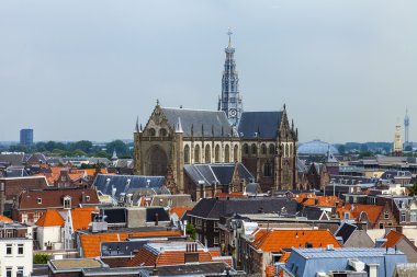 Haarlem, Hollanda-11 Temmuz 2014 tarihinde. View Anket terasından kentin