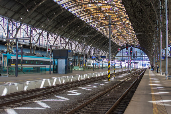 Prague, Czech Republic, on July 5, 2010. Platforms of the Main station