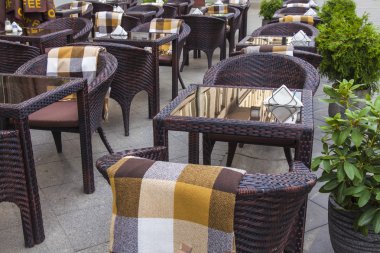 Yaz açık Kafe Avrupa sokak