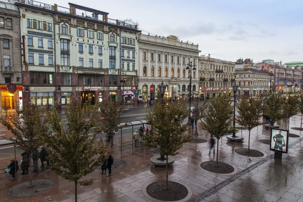 San Petersburgo, Rusia, el 2 de noviembre de 2014. Vista urbana. Avenida Nevsky en la tarde lluviosa de otoño —  Fotos de Stock