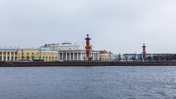 Санкт-Петербург, Россия, 3 ноября 2014 года. Вид на город осенью. Панорама набережной Невы. Коса Васильевского острова — стоковое фото