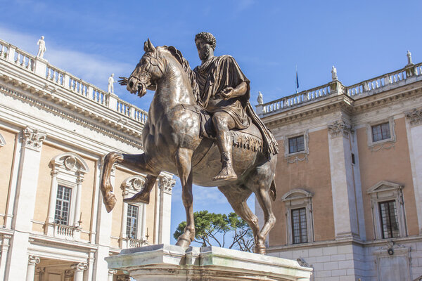 Rome, Italy, on February 25, 2010. An ancient sculpture in an urban environment