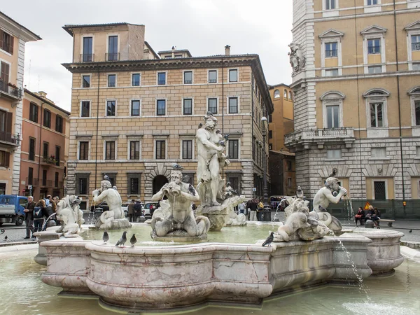 Roma, Italia, il 26 febbraio 2010. La fontana in Piazza Navona — Foto Stock