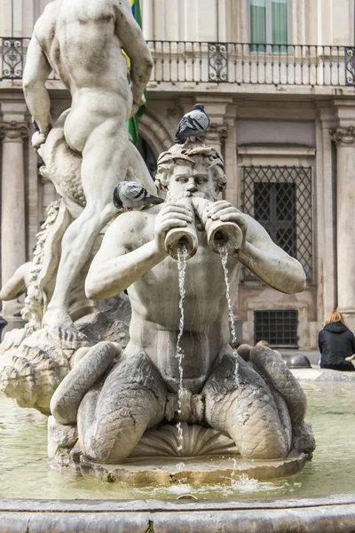Roma, Italia, il 26 febbraio 2010. La fontana in Piazza Navona — Foto Stock