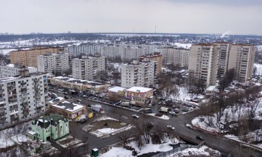 24 Nisan 2011 tarihinde, Pushkino, Rusya. Bir yüksek noktadan kenti