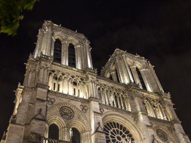 1 Mayıs 2013 tarihinde, Paris, Fransa. Notre Dame de Paris gece aydınlatma